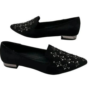 Cato Womens 9 Black Suede Studded Pointed Toe Shoes Career Wear Business Casual